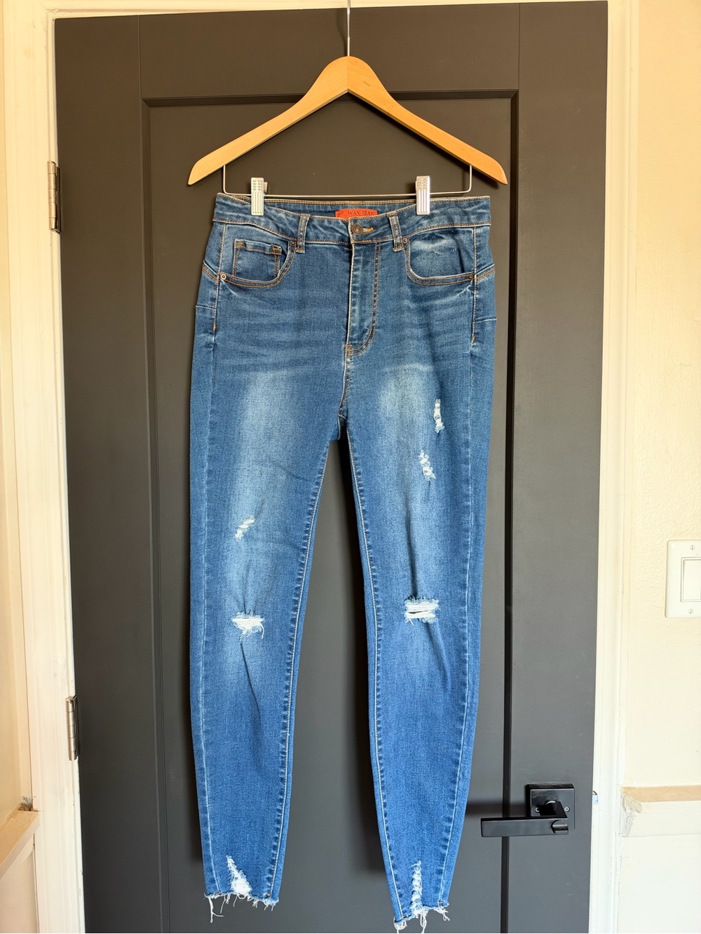 Wax Jean Women's Blue Distressed Skinny Jeans